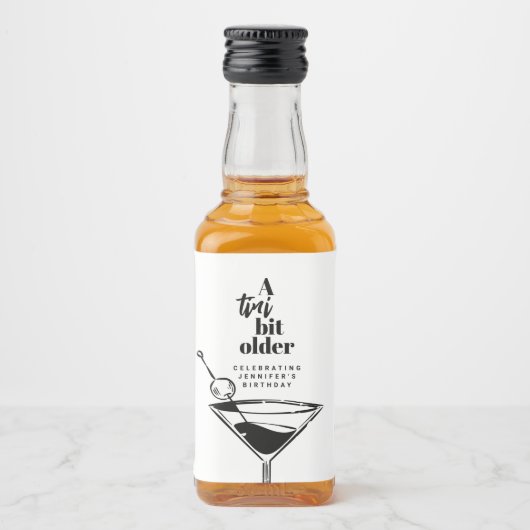 A Tini Bit Older Modern White Martini Birthday  リキュールボトルラベル (正面)