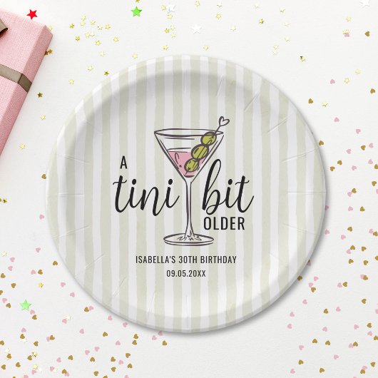 A Tini Bit Older Pink Martini Cocktail Birthday ペーパープレート