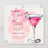  A Tini Bit Older Pink Martini Cocktail Birthday マグネット招待状 (正面)
