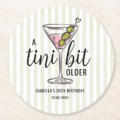 A Tini Bit Older Pink Martini Cocktail Birthday ラウンドペーパーコースター (正面)