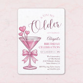 A Tini Bit Older Pink Martini Cocktail Birthday  招待状
