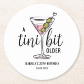 A Tini Bit Older Pink Martini Themed Birthday ラウンドペーパーコースター (正面)