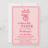 A Tini Bit Older Pink Red Cherry Martini Birthday 招待状 (正面)