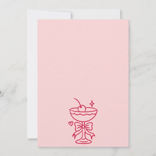 A Tini Bit Older Pink Red Cherry Martini Birthday 招待状 (裏面)