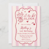 A Tini Bit Older Retro Cherry Martini Birthday 招待状 (正面)