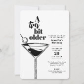 A Tini Bit Older White Martini Birthday Party 招待状 (正面)