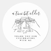 A Tini Bit Older White Martini Birthday Thank You ラウンドシール (正面)