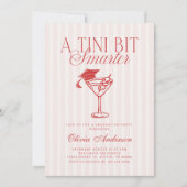 A Tini Bit Smarter Pink Red Stripes Graduation 招待状 (正面)