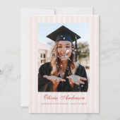 A Tini Bit Smarter Pink Red Stripes Graduation 招待状 (裏面)