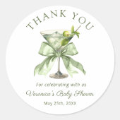 A tini Martini Sage Baby Shower Thank you Sticker ラウンドシール (正面)