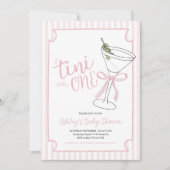 A Tini Oneは途中ピンク色のの赤ちゃんストライプシャワー 招待状 (正面)