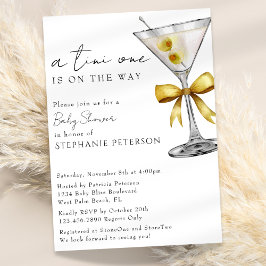 A Tini Oneシックミニマルイエローマルティーニ赤ちゃんシャワー 招待状
