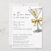 A Tini Oneシックミニマルイエローマルティーニ赤ちゃんシャワー 招待状 (正面)