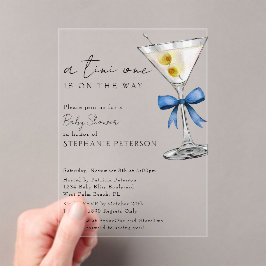 A Tini One シンプルミニマル Blue Martini Baby Shower アクリル招待状