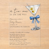 A Tini One シンプルミニマル Blue Martini Baby Shower アクリル招待状 (正面)