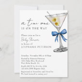 A Tini One シンプルミニマル Blue Martini Baby Shower 招待状 (正面)