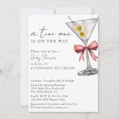 A Tini One シンプルミニマル Pink Martini Baby Shower 招待状 (正面)