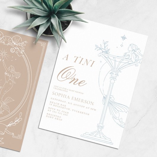 A Tini One 現代的な海岸のベビーシャワー 招待状