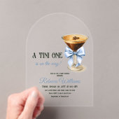 A Tini One Blue Bow Espresso Martiniベビーブシャワー アクリル招待状 (インサイチュ (ポータブル))