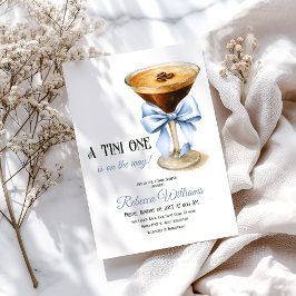 A Tini One Blue Bow Espresso Martiniベビーブシャワー 招待状