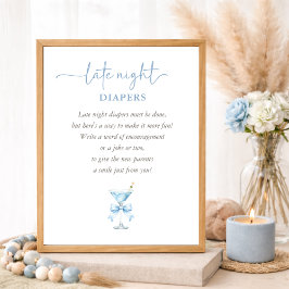 A TIni One Blue Boy Baby Shower Late Night Diapers ポスター