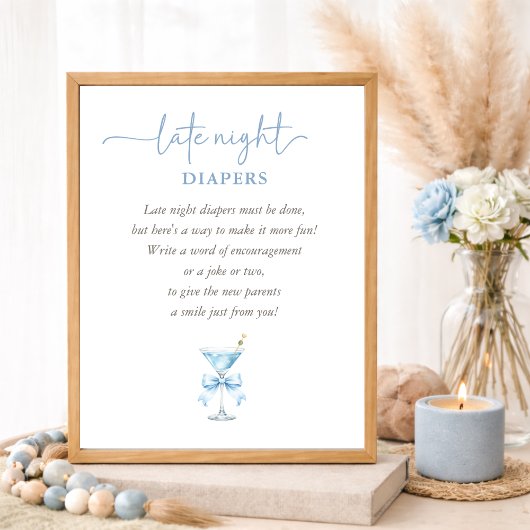 A TIni One Blue Boy Baby Shower Late Night Diapers ポスター