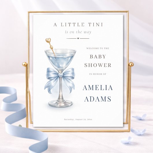 A Tini One Blue Boy Baby Shower Shower Welcome ポスター