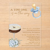 A Tini One Blue Paci Espresso Martiniベビーシャワー アクリル招待状 (正面)