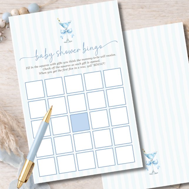 A Tini One Blue Stripes Baby Shower Bingo Game (クリエイターアップロード済み)
