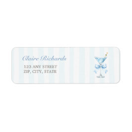A Tini One Blue Stripes Baby Shower Return Address ラベル