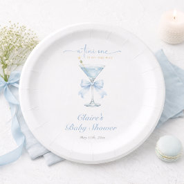 A Tini One Dusty Blue Bow Boy Baby Shower     ペーパープレート