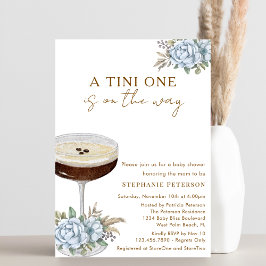 A Tini One Dusty Blue Espresso Martini Baby Shower 招待状