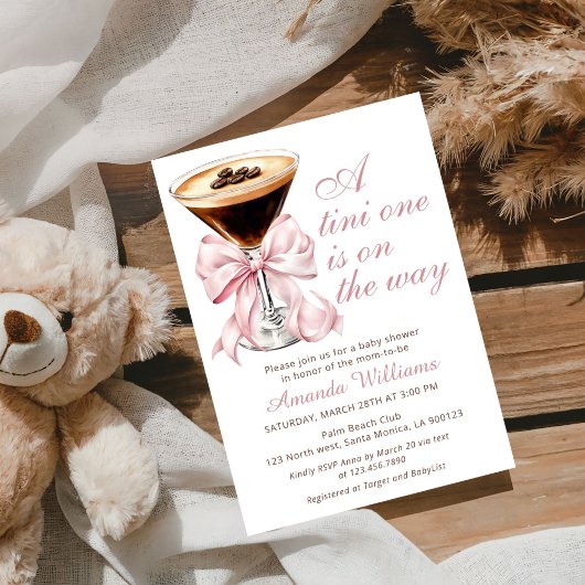 A Tini One Espresso Martini Baby Shower Invitation 招待状
