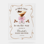 A Tini One Espresso Martini Pink Bow Baby Shower アクリルサイン (正面)