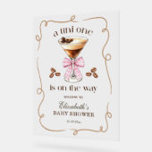 A Tini One Espresso Martini Pink Bow Baby Shower アクリルサイン (傾斜)