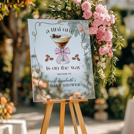 A Tini One Espresso Martini Pink Bow Baby Shower アクリルサイン