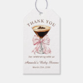 A tini One Espresso Martini Pink Bow Baby Shower  ギフトタグ (正面)