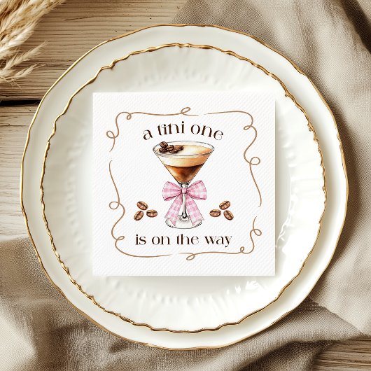 A Tini One Espresso Martini Pink Bow Baby Shower スタンダードカクテルナプキン