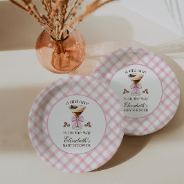 A Tini One Espresso Martini Pink Bow Baby Shower ペーパープレート
