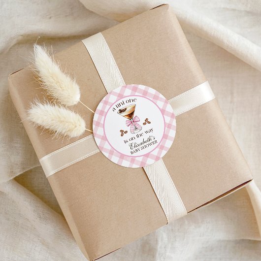 A Tini One Espresso Martini Pink Bow Baby Shower ラウンドシール