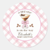 A Tini One Espresso Martini Pink Bow Baby Shower ラウンドシール (正面)