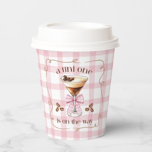 A Tini One Espresso Martini Pink Bow Baby Shower 紙コップ (正面)