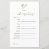 A Tini One Green Bow Wishes For Baby Advice Card (正面)