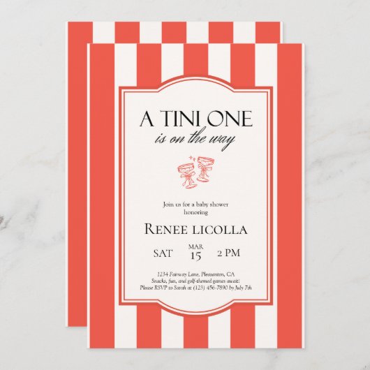 A Tini One Is on the way Baby Shower招待状 サンキューカード (正面/裏面)