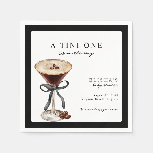 A Tini One Is on the Way Baby Shower  スタンダードカクテルナプキン (正面)