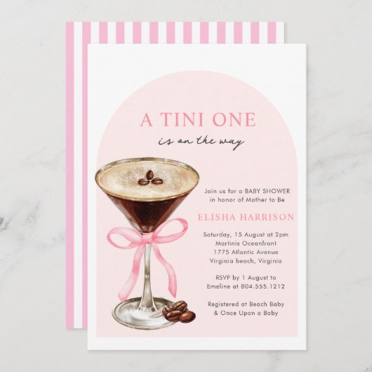 A Tini One Is on the way Girl Baby Shower 招待状 (正面/裏面)