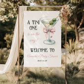 A Tini One Martini Pink Bow Baby Shower Welcome ポスター