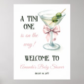 A Tini One Martini Pink Bow Baby Shower Welcome ポスター (正面)