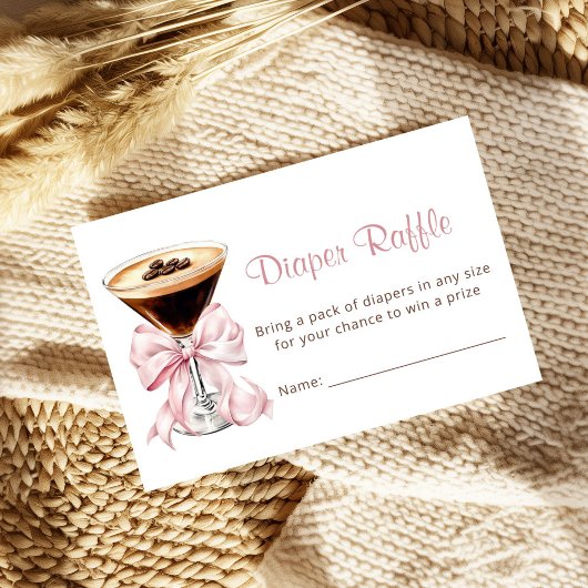 A Tini One Martini Pink Diaper Raffle Baby Shower エンクロージャーカード