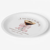 A tini One Pink Bow Baby Shower Paper Plate ペーパープレート (アングル)
